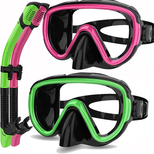 Miniatura 14 de Juego de 2 máscaras de esnórquel seco para adultos, máscara de buceo, gafas de natación, máscara de buceo, cubierta de nariz, buceo gratis