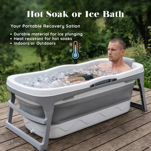 Miniatura 3 de Bañera portátil para adultos: bañera plegable extragrande de 56 pulgadas. Diseño ergonómico para el baño relajante definitivo, baño de hielo. Ideal