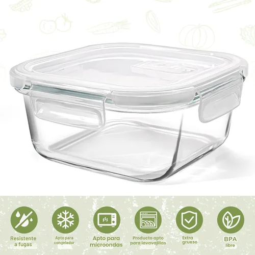 Miniatura 3 de Contenedor/Caja para sándwiches para el almuerzo, 24 oz de vidrio borosilicato apto para congelador, contenedores de vidrio cuadrados de 3 tazas