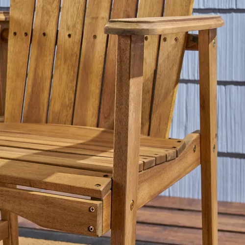 Miniatura 7 de Great Deal Furniture - Sillas de comedor Adirondack de madera de acacia resistentes a la intemperie para Pascua, para exteriores, juego de 2 Natural