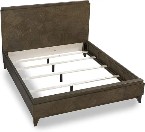Miniatura 3 de Modus Furniture Cama con paneles de madera maciza, Queen, Broderick - Marrón avena silvestre