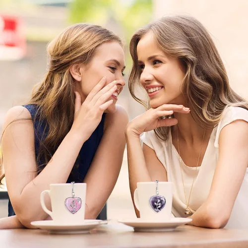 Miniatura 6 de NSTaygate 2 coladores de té con infusor de té para té suelto, amatista y cuarzo rosa, colgante de corazón de cristal de amor infinito, pareja hecha
