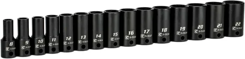 Miniatura 9 de Capri Tools Juego de dados de impacto poco profundo de 3/8 pulgadas, SAE, 5/16 a 1 in., acero al cromo molibdeno premium, 12 piezas
