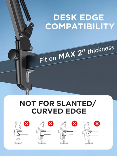 Miniatura 8 de InnoGear Soporte de micrófono con brazo de brazo para Blue Yeti HyperX QuadCast SoloCast Snowball Fifine Shure SM7B y otros micrófonos, brazo