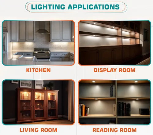 Miniatura 7 de Luz de disco individual debajo del gabinete, vitrinas de colección con iluminación LED, enchufe de pared eléctrico de 120 V con cable, interruptor