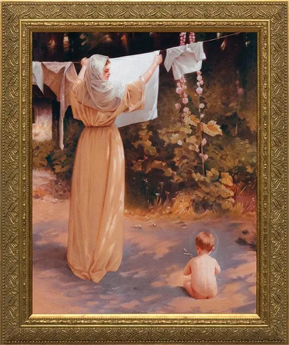 Arte de reproducción de Madonna polaca con marco dorado adornado bajo vidrio, fabricado en los Estados Unidos (5 1/2 x 8 1/2)