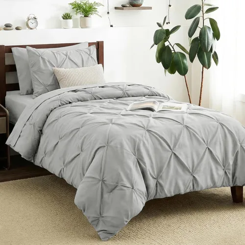 Miniatura 58 de CozyLux - Juego de ropa de cama con pliegues plisados de 7 piezas en una bolsa; edredón tamaño King para todas las estaciones, sábanas, fundas