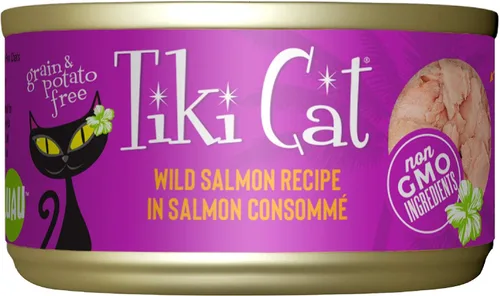 Tiki Cat Luau - Comida húmeda sin granos, baja en carbohidratos, con aves de corral o peces en consomé para gatos adultos y gatitos., -