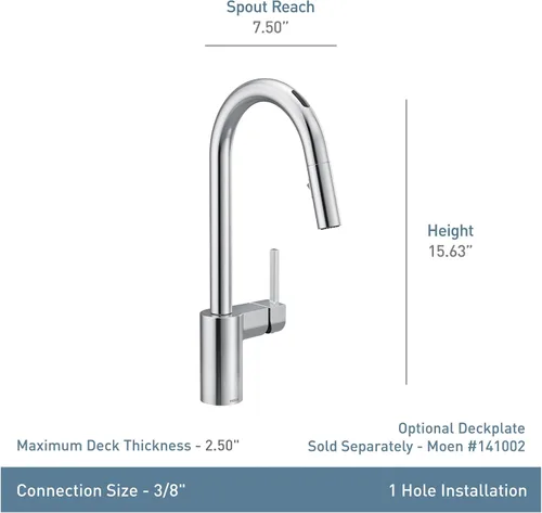 Miniatura 6 de Moen Align Grifo inteligente sin contacto de cocina con rociador desplegable, color negro mate, grifo moderno para fregadero de cocina con control