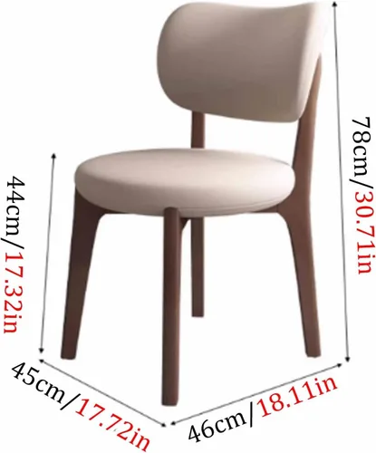 Miniatura 2 de Juego de sillas de comedor de madera modernas con respaldo curvado, sillas de cocina tapizadas con marco de madera, sillas laterales sin brazos