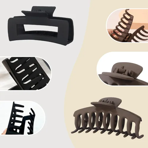 Miniatura 7 de Paquete de 6 pinzas para el cabello de 4 pulgadas para cabello grueso, pinzas de pelo mate grandes para mujeres, pinzas de plátano de sujeción fuerte