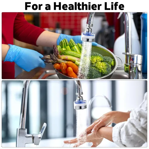 Miniatura 7 de Paquete de 3 filtros de agua para grifo del fregadero, purificador de agua montado en grifo giratorio 360° con 15 cartuchos de filtro, elimina