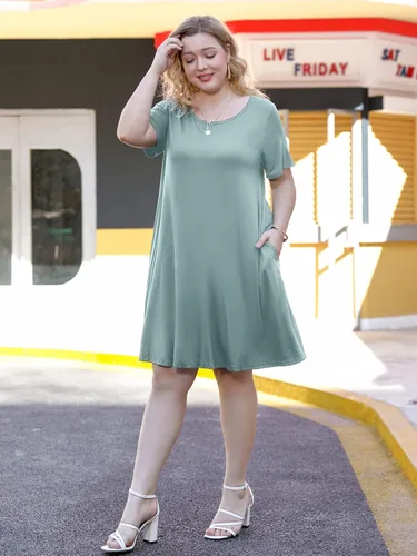 Miniatura 5 de JollieLovin - Vestido de manga corta para mujer, holgado, casual, con bolsillos