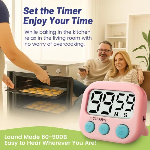 Miniatura 5 de Temporizador digital de 2 piezas para niños, temporizador de cocina magnético de cuenta regresiva, temporizadores de alarma fuertes mejorados