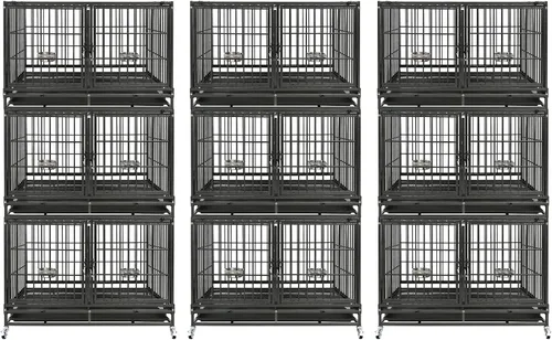 Miniatura 17 de Homey Pet Jaula para Perros Apilable de Servicio Pesado de 37 pulgadas, Jaula Kennel Indestructible a Prueba de Escape para Perros con Ruedas