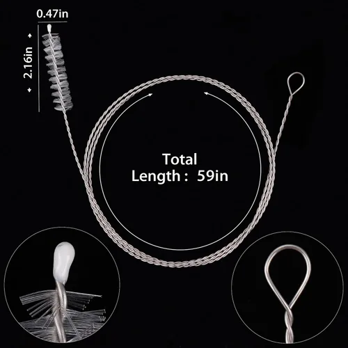 Miniatura 6 de Cepillo de drenaje flexible: herramienta de limpieza de nylon interior extra largo para limpiar plomería/refrigerador/tubo de fregadero 150cm/59inch