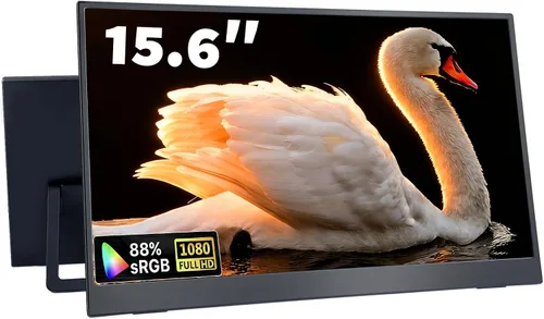 Monitor portátil de 15.6 pulgadas, pantalla IPS 1080P FHD 60Hz, 72% sRGB HDMI USB-C monitor externo para laptop, PC, MacBook, teléfono, Xbox PS5/4,