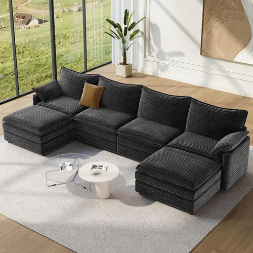 Miniatura 113 de Vesgantti Sofá modular de 108 pulgadas, cómodo sofá de nube con asiento profundo otomano movible, sofá modular en forma de L, sofás seccionales