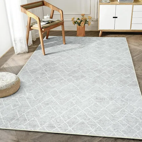 Miniatura 27 de Bloom Rugs Alfombra de pasillo lavable antideslizante de 12 pies – Beige/rosa moderno geométrico para entrada, pasillo, baño y cocina