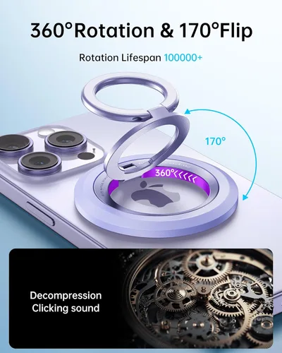 Miniatura 2 de SYNCWIRE Soporte magnético mejorado para anillo de teléfono MagSafe y MagSafe - [rotación de 360°] Soporte magnético para teléfono para automóvil