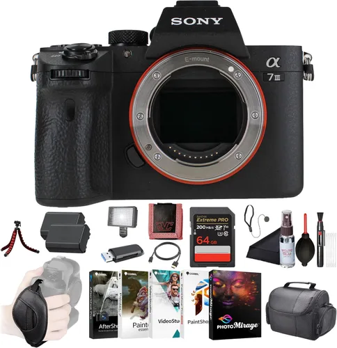 Sony Cámara sin espejo a7 III (ILCE7M3/B) - Montaje en E de fotograma completo | Sensor de 24.2MP | Baterías NP-FZ100 duales | Grabación de video 4K