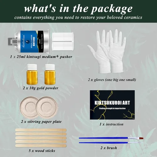 Miniatura 5 de Kit de reparación Kintsugi en oro, kit japonés de Kintsugi para mejorar tu cerámica, repara tu cerámica significativa con polvo de oro