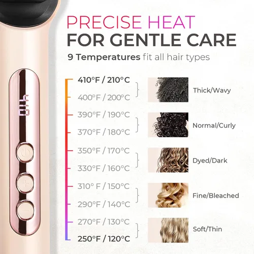 Miniatura 6 de TYMO Ring Plus Cepillo Alisador de Cabello Iónico - Peine Alisador con Iones Negativos para Mujeres, Revestimiento de Titanio, 9 Ajustes