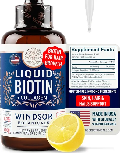 Miniatura 10 de Suplemento concentrado de péptidos de colágeno líquido – 30,000 mcg de colágeno líquido hidrolizado para mujeres más biotina cabello, piel, soporte