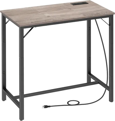 Miniatura 11 de HOOBRO Mesa de bar con estación de carga, mesa de pub rectangular, mesa de café alta, mesa de bar de altura de mostrador, mesa de comedor estrecha