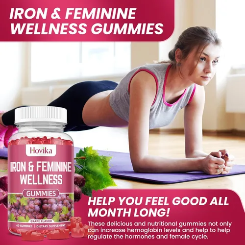 Miniatura 5 de Gomitas de equilibrio de hierro y hormonas para mujeres, suplemento de hierro de 40 mg de anemia con multivitamínico para mujeres, zinc, selenio