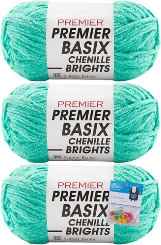 Miniatura 21 de Premier Yarns Basix - Ovillo de felpilla Brights de 5.3 onzas cada madeja, 6 unidades súper voluminosas y gruesas, paquete de 3 unidades con Blush