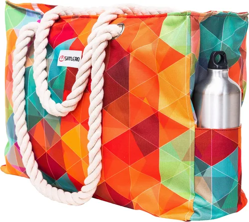 SHYLERO Bolsa de playa y bolsa de piscina. Tiene bolsa hermética, tonelada de bolsillos. La bolsa de playa tiene cremallera, resistente al agua.