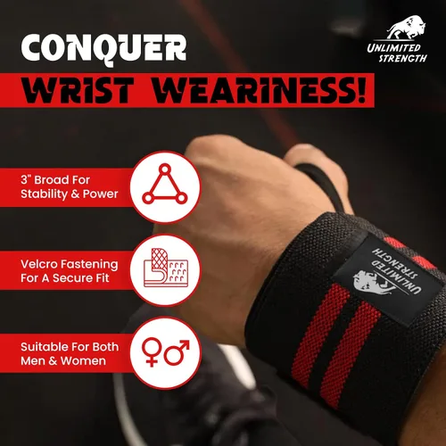 Miniatura 2 de Paquete de 2 pulseras de levantamiento de pesas ilimitadas para entrenamiento de gimnasio, hombres y mujeres, prevenir lesiones y mejorar tu