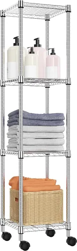 Miniatura 43 de M MZG Estante de alambre de acero resistente ajustable de 1000 libras, con 4 estantes, unidad de almacenamiento ajustable con rueda para cocina