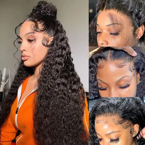 Miniatura 12 de Pelucas de encaje frontal burdeos de cabello humano, pre arrancadas, 180% de densidad, sin pegamento, pelucas de cabello humano pre arrancadas, 18