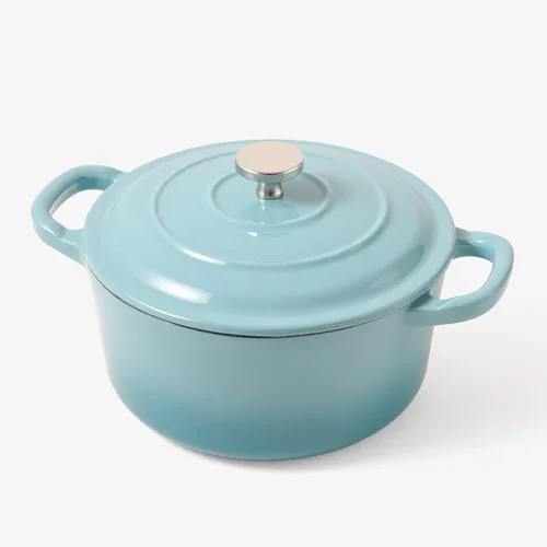 Miniatura 3 de RJ Legend Horno holandés de hierro fundido pre-sazonado de 1.9 cuartos de galón con asa, esmaltado, azul