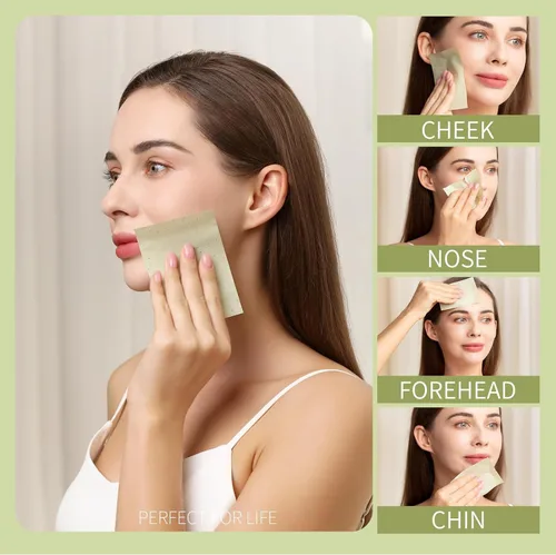 Miniatura 5 de Teenitor Hojas de secado de aceite para la cara, 400 hojas de té verde absorbentes de aceite hojas de papel secante para piel grasa, almohadillas