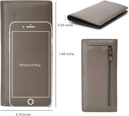 Miniatura 4 de Bveyzi Billeteras de cuero ultrafino con bloqueo RFID para tarjetas de crédito, billetera plegable para mujer