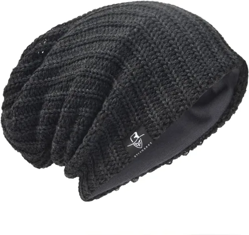 Miniatura 25 de Gorro de punto holgado con calavera de gran tamaño para hombre tipo skullcap