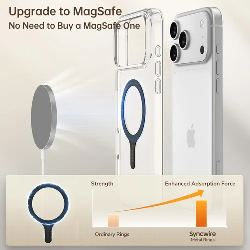 Miniatura 2 de SYNCWIRE Paquete de 3 adhesivos MagSafe, compatible con anillo MagSafe, anillo de metal compatible con carga inalámbrica, anillo magnético