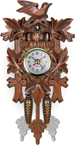 Miniatura 10 de LAPUTA Reloj de pared de madera preciso reloj colgante de madera estilo nórdico antiguo adornos decorativos para sala de estar 10