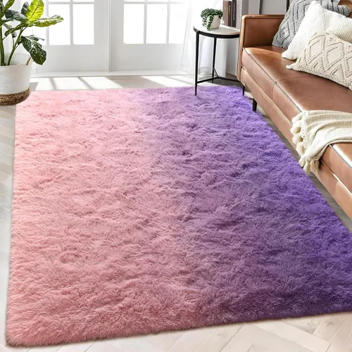 Miniatura 27 de Alfombra de área púrpura y azul de 6x9, alfombras grandes para sala de estar y dormitorio, alfombra mullida y linda, alfombras modernas