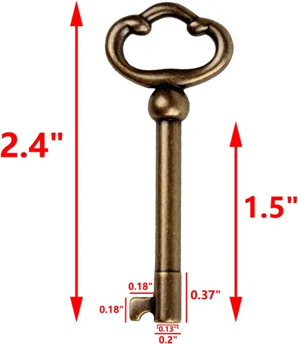 Miniatura 2 de KY-2AB y KY-3AB - Llave de esqueleto, llaves de esqueleto de barril hueco, llaves de latón antiguo, llave antigua para muebles y cerraduras vintage
