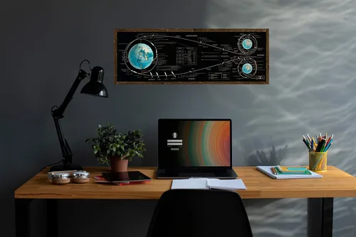 Miniatura 2 de Póster del plan de vuelo del Apolo 11 – Póster espacial de carta de aterrizaje lunar – Arte de pared grande para espacio exterior / decoración