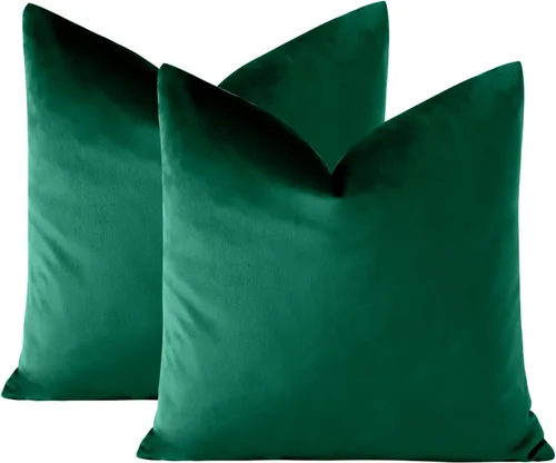 Miniatura 6 de OTOSTAR Paquete de 2 fundas de almohada decorativas de terciopelo suave para decorar de 18 x 18 pulgadas, fundas de cojín cuadradas sólidas, fundas