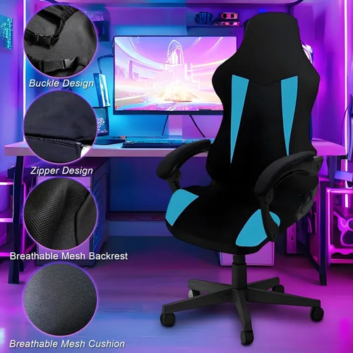 Miniatura 3 de Fundas para Sillas Gaming Solamente, Elásticas Suaves Gruesas de Malla Transpirable Resistentes a Rayones Funda de Asiento para Silla Gaming con 2