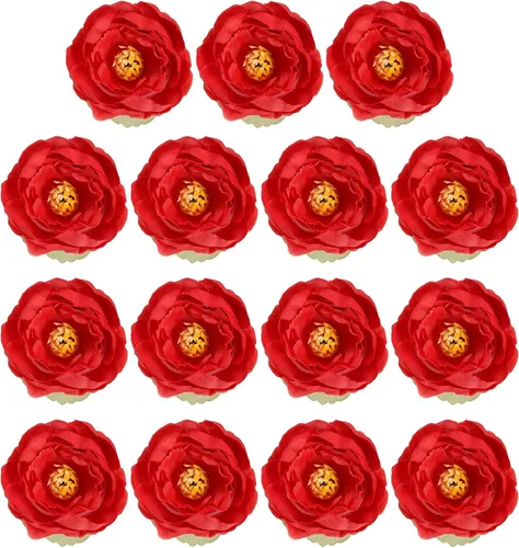 Miniatura 9 de PATIKIL Cabeza de flores artificiales, 15 cabezas de flores falsas, cabezas de peonía de seda a granel, flores de simulación para ramos de flores