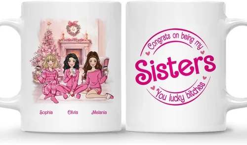 Miniatura 19 de Gossby Taza de café de Navidad personalizada para amigas, regalo de amistad de Navidad personalizado para 2 mejores amigos con diseño, nombre, taza