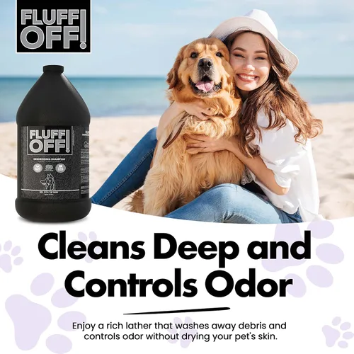 Miniatura 5 de ¡Fluff Off! by Girl With The Dogs, Champú Natural Antishedding para Perros y Gatos, 1 Galón, Hecho en EE.UU., 8 Semanas+