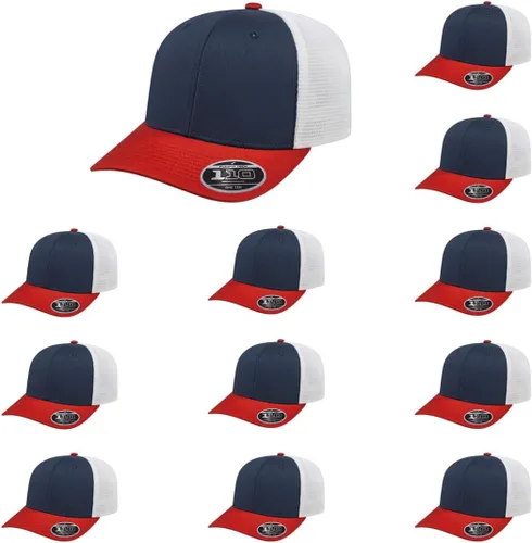 Miniatura 134 de Cap America i8502 Flexfit 110 Premium - Gorra de camionero de perfil medio con 6 paneles de malla trasera con protección UV y cierre ajustable Azul